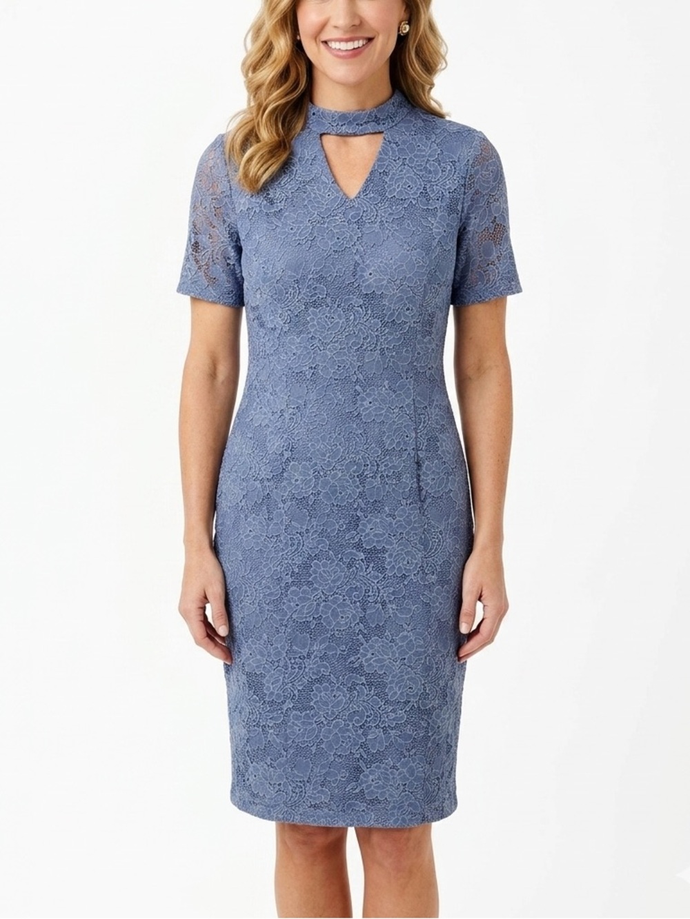 NEW WITH TAGS Elegant Blueish Lavender Lace Midi Dress